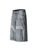 Vintage Patchwork Raw Edge Cropped Jort - Image 5