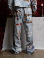Retro Artistic Graffiti Angelic Prints Baggy Jeans - Image 5