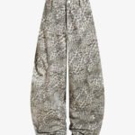 Street Leopard Camouflage Pleated Barrel Jeans