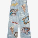 Retro Artistic Graffiti Angelic Prints Baggy Jeans