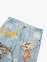 Retro Artistic Graffiti Angelic Prints Baggy Jeans - Image 9