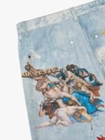 Retro Artistic Graffiti Angelic Prints Baggy Jeans - Image 11