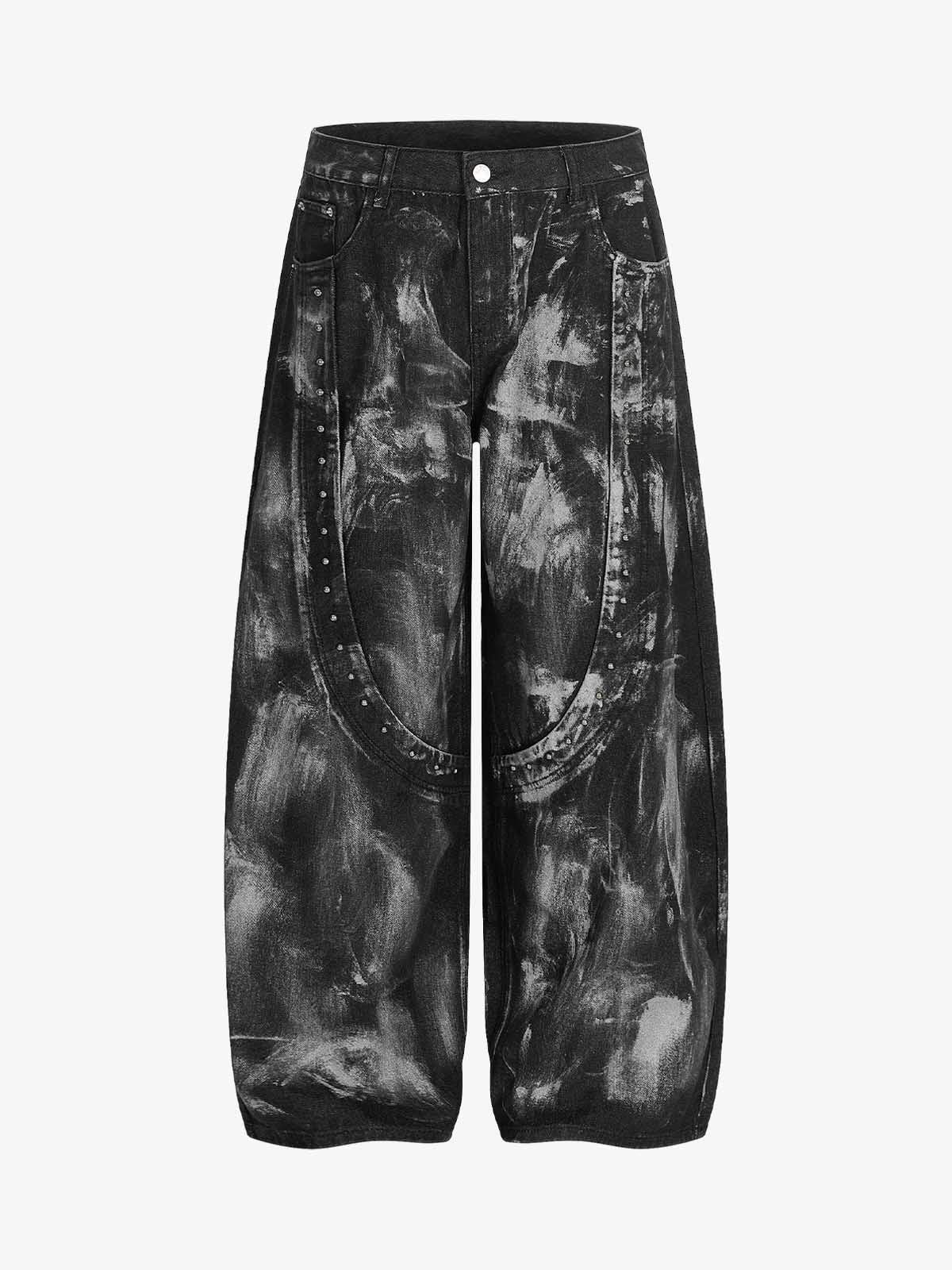 92d37e6944234468b714b14ccdbd4cf1.jpg Street Heavy Deconstructed Painted Jeans - Image 1