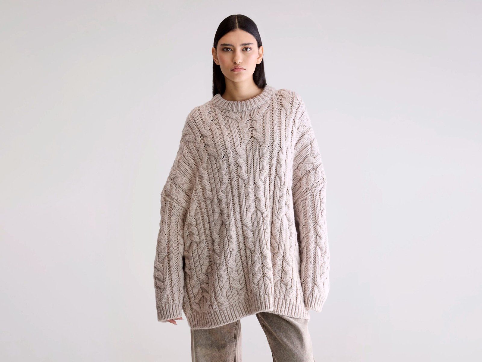 BW25295720K1715U-013_1_550c212c-0966-4fd4-ad29-aab9c53e3842.jpg Nesk cable knit sweater (252 / W / SABLE) - Image 1