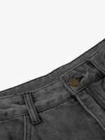 Retro Washed Distressed Deconstructed Patchwork Barrel Jeans - Image 8