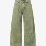 Washed Distressed Ripped Barrel Jeans