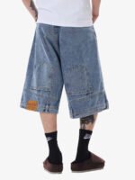 Retro Reverse Design Washed Denim Jorts - 2080 - Image 3