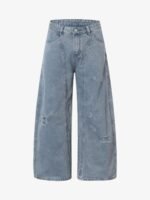 Washed Distressed Ripped Barrel Jeans - Image 2