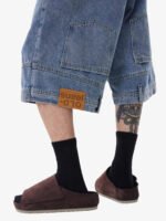 Retro Reverse Design Washed Denim Jorts - 2080 - Image 5