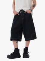 Retro Reverse Design Washed Denim Jorts - 2080 - Image 2